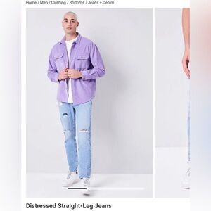 Forever 21 Distressed Straight-Leg Jeans Size 31